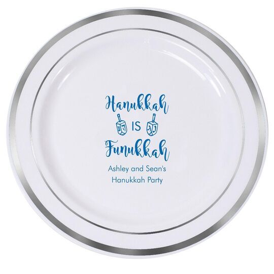 Hanukkah Is Funukkah Premium Banded Plastic Plates